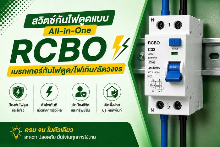 สวิตช์กันไฟดูดแบบ All-in-One เบรกเกอร์ RCBO | ร้าน SAE