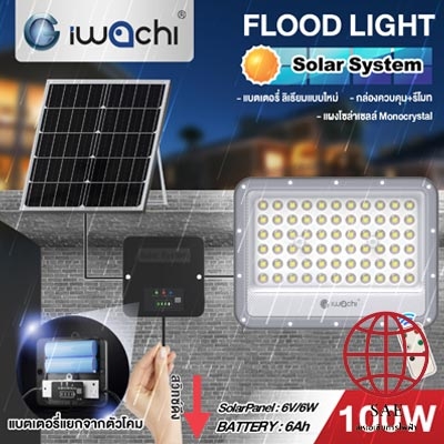 ชุดโคมฟลัดไลท์ system รุ่น IWC-FLOOD-SOLAR-SYSTEM-100W-WH