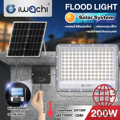 ชุดโคมฟลัดไลท์ system รุ่น IWC-FLOOD-SOLAR-SYSTEM-200W-WH